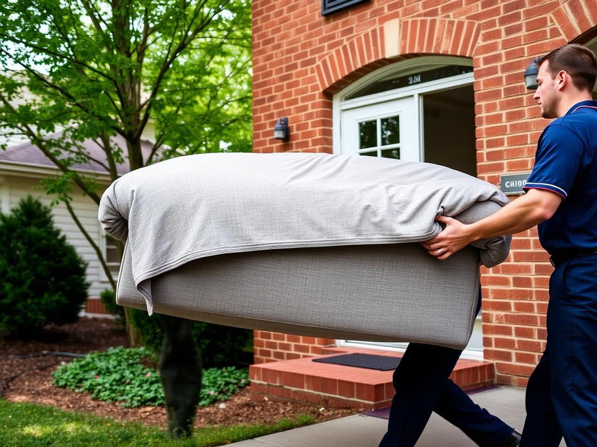 Movers carrying furniture into a Nashville-area home