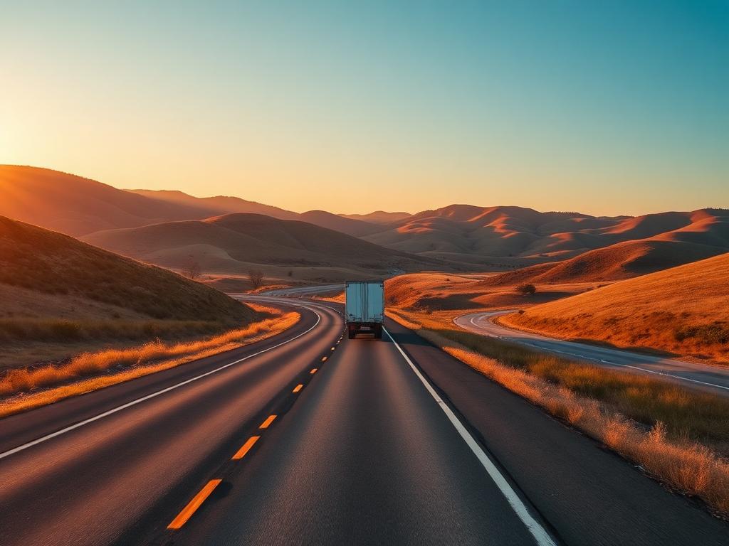 Highway winding through Tennessee hills at sunrise