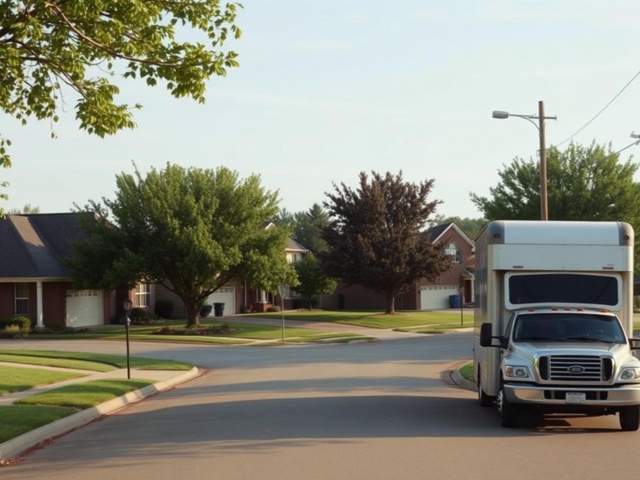 Murfreesboro suburban street with a moving truck parked outside